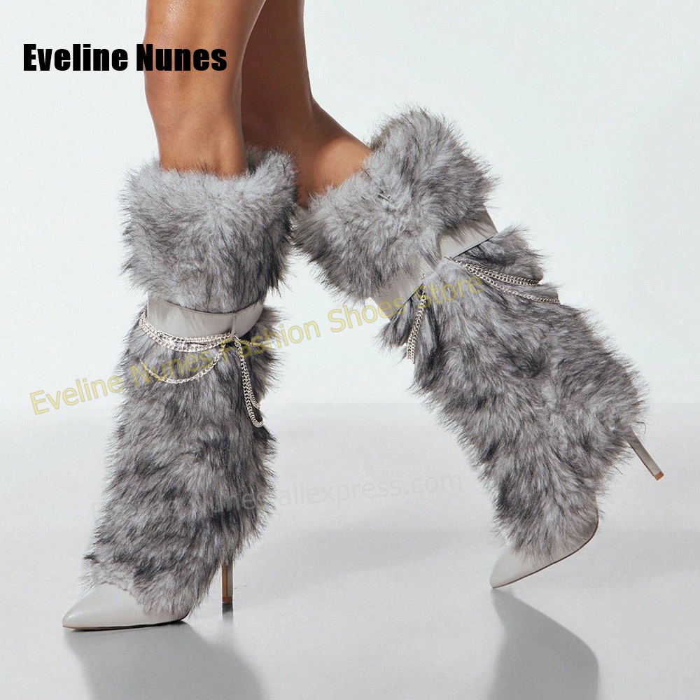 Bottines hautes en fourrure mo - Street Fashion Y2K avis et prix